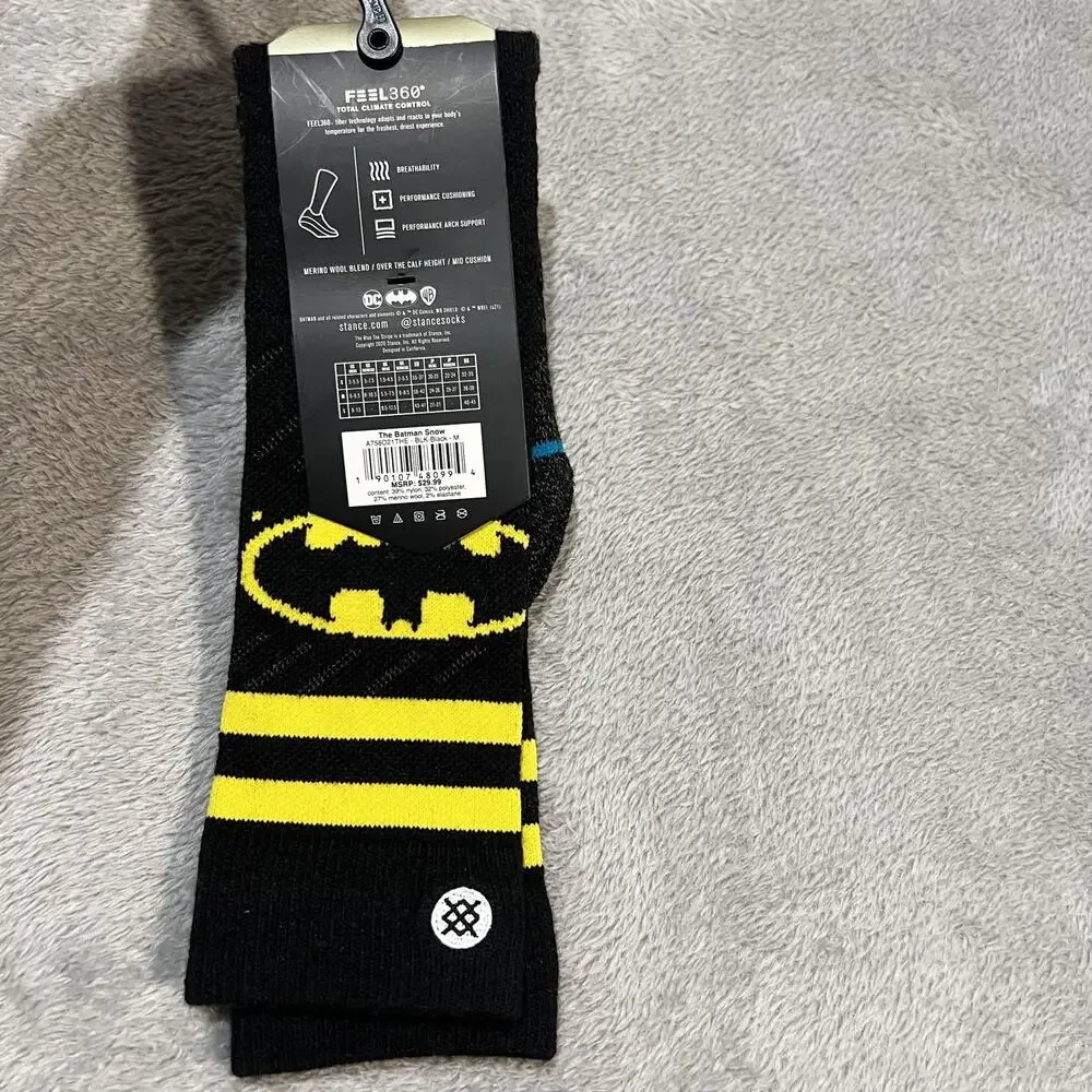 Stance Batman Snow Socks Mens Medium Black Over Calf Performance Ski FEEL360 New
